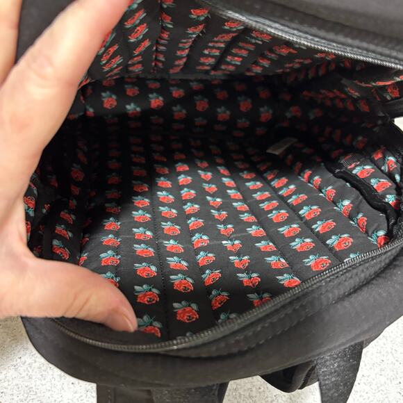 Vera Bradley solid black quilted microfiber cotton mini backpack purse back pack - Picture 5 of 6